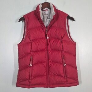 LL Bean Womens Goose Down Puffer Vest Red Quilted Full Zip OFJT1 Misses XS